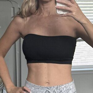 Danskin Black Bandeau Sports Bra — Seamless, Strapless, Size M
